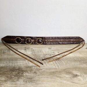 JJ Winters Western Leather Belt Brass O Rings Fringe Brown Small Handcrafted USA